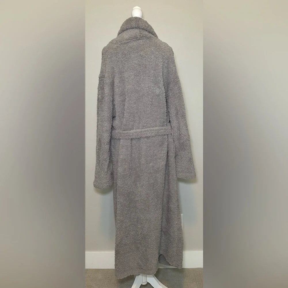 Barefoot Dreams CozyChic Robe Gray Long Plush Spa Robe Cosy Thick Size‎ 2 LG XL